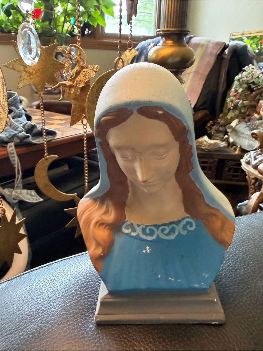 Vintage Chalkware Virgin Mary Madonna Bust Sculpture